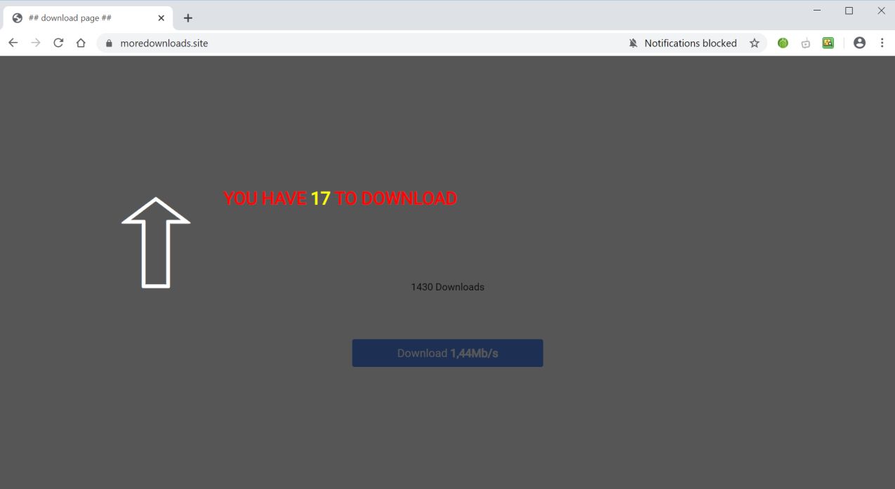 Image: Chrome browser is redirected to Moredownloads.site