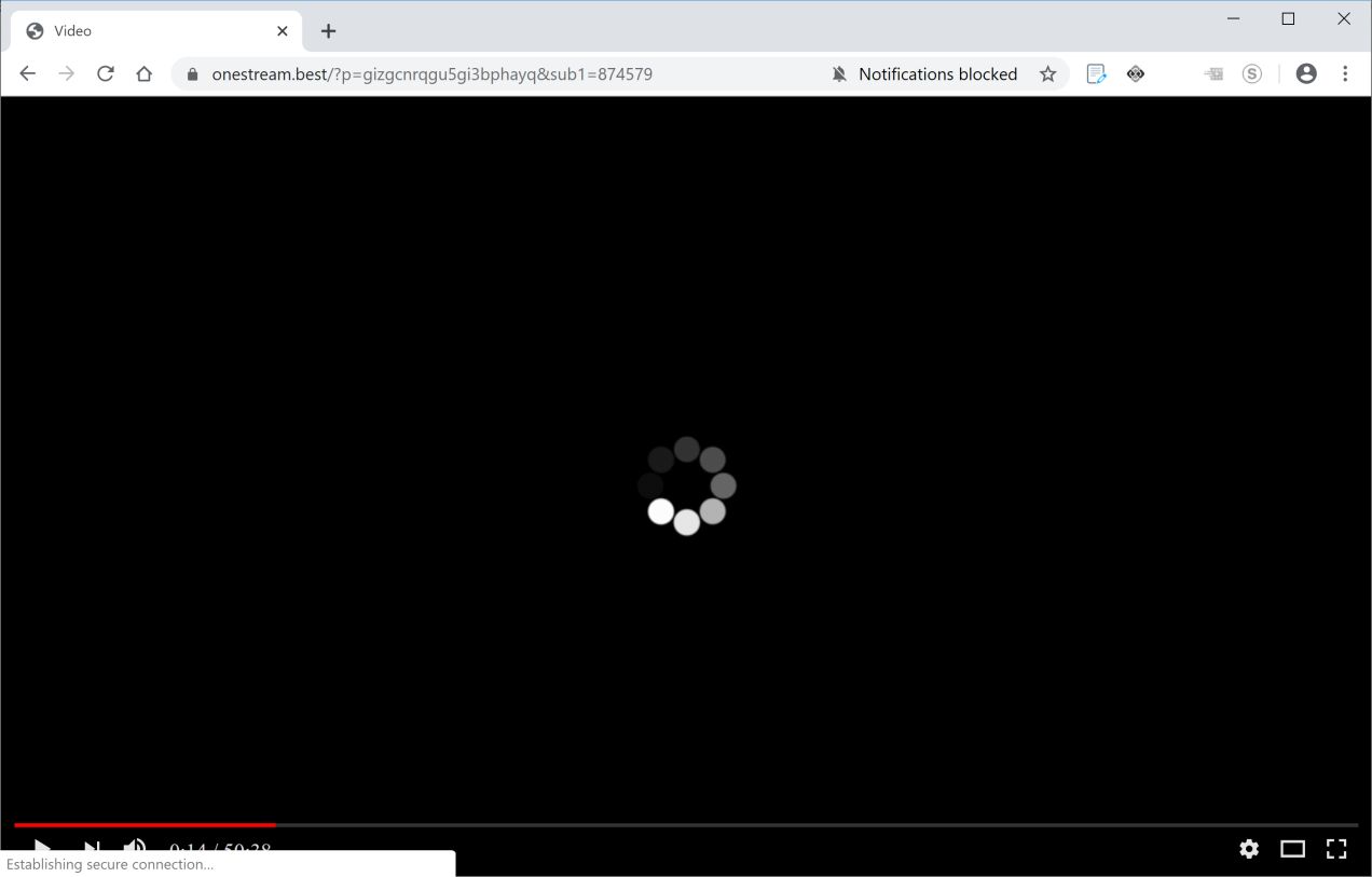 Image: Chrome browser is redirected to Onestream.best