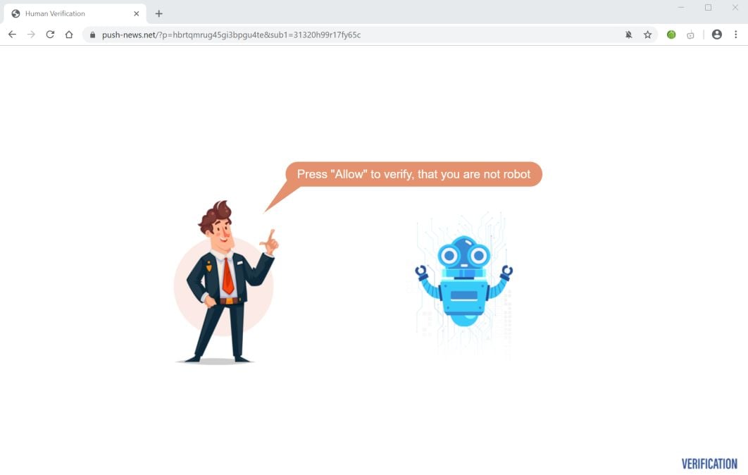 Image: Chrome browser is redirected to Push-news.net