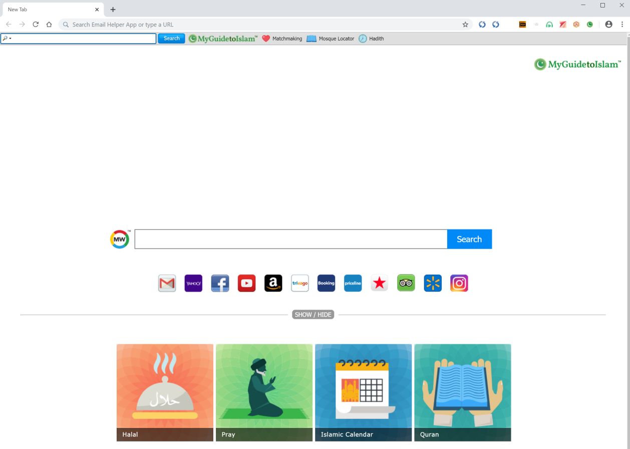 Image: Chrome browser is redirected to MyGuidetoIslam