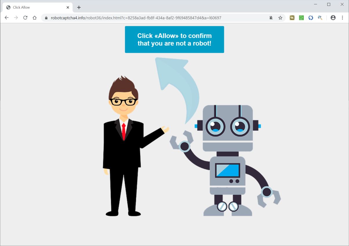 Image: Chrome browser is redirected to Robotcaptcha4.info