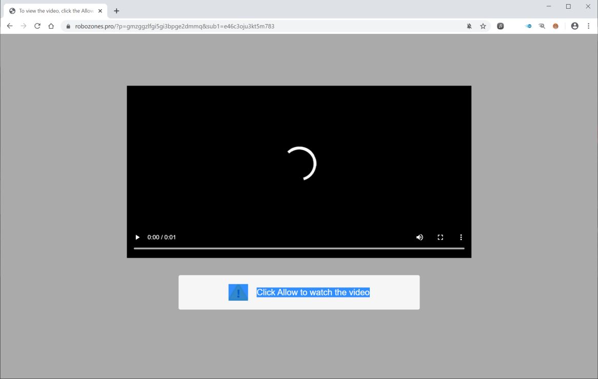 Image: Chrome browser is redirected to Robozones.pro