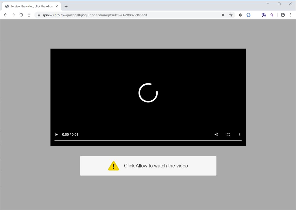Image: Chrome browser is redirected to Spnews.biz