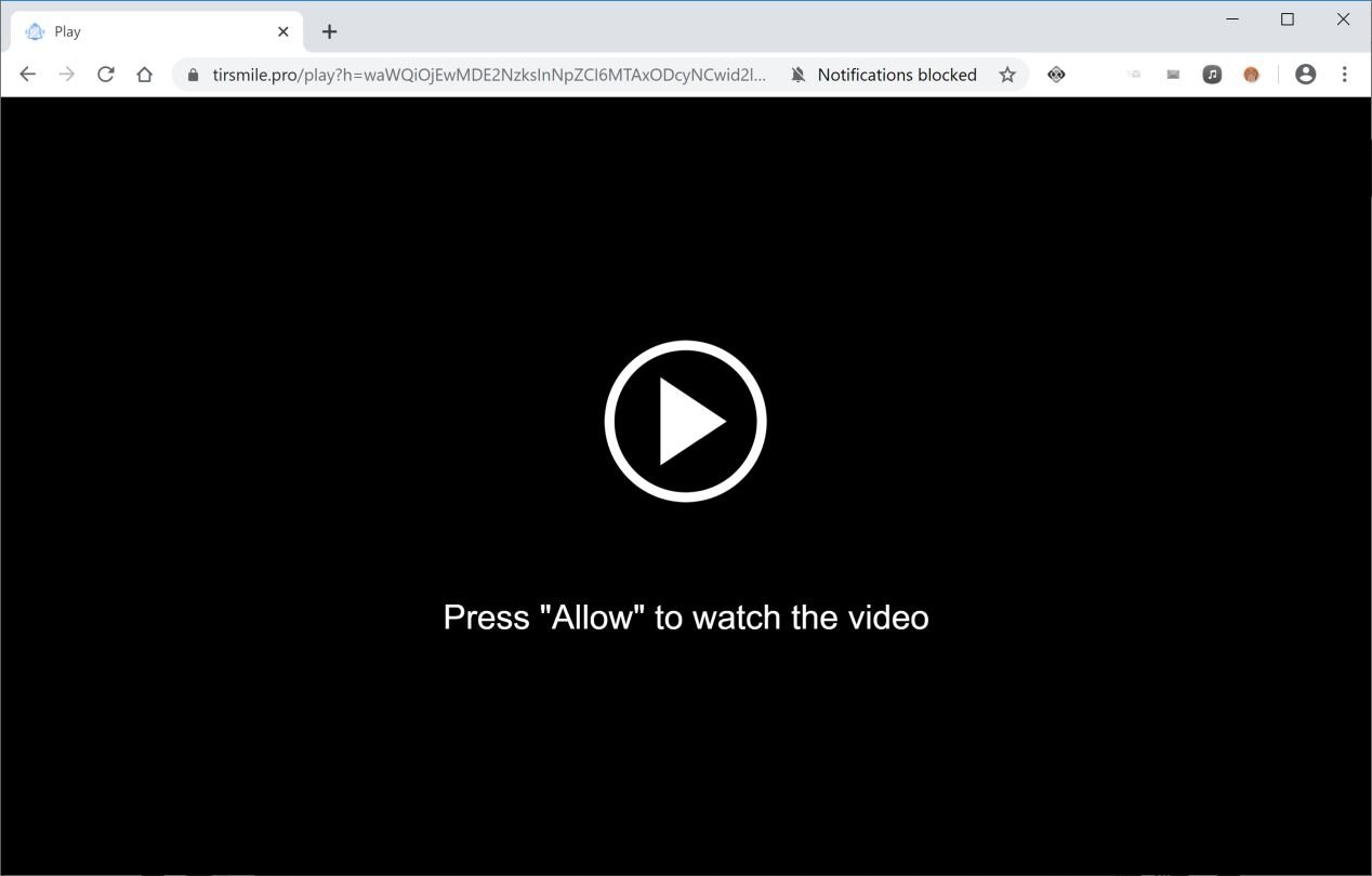 Image: Chrome browser is redirected to Tirsmile.pro