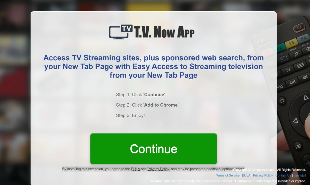 Image: Chrome browser is redirected to Tvnowapp.net