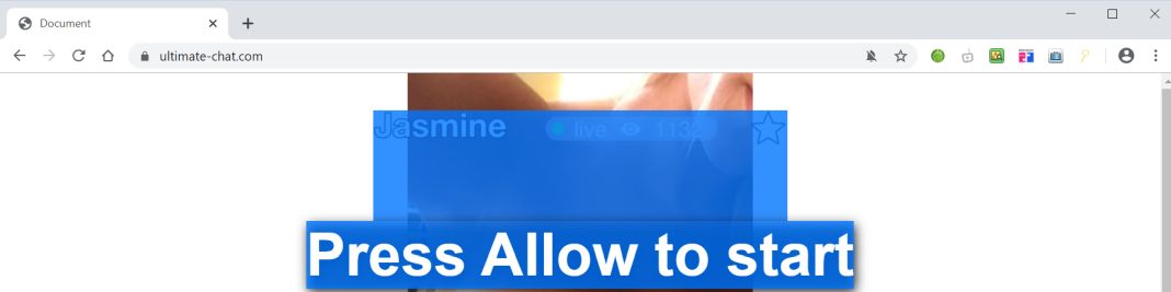 Image: Chrome browser is redirected to Ultimate-chat.com