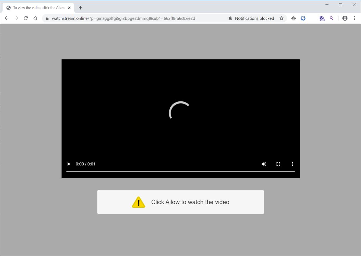 Image: Chrome browser is redirected to Watchstream.online