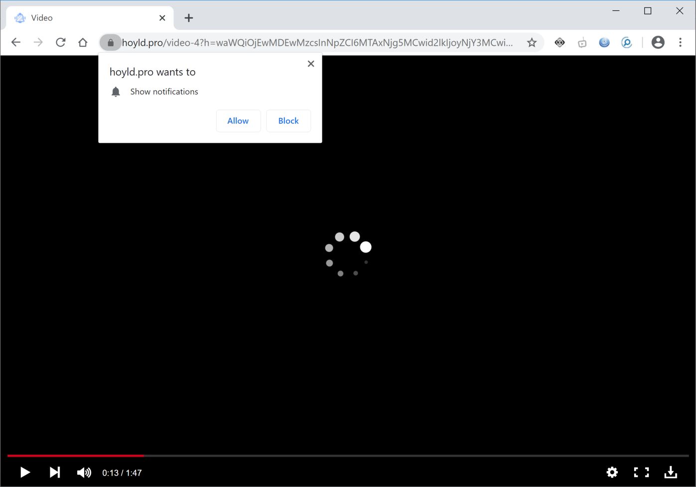 Image: Chrome browser is redirected to Hoyld.pro