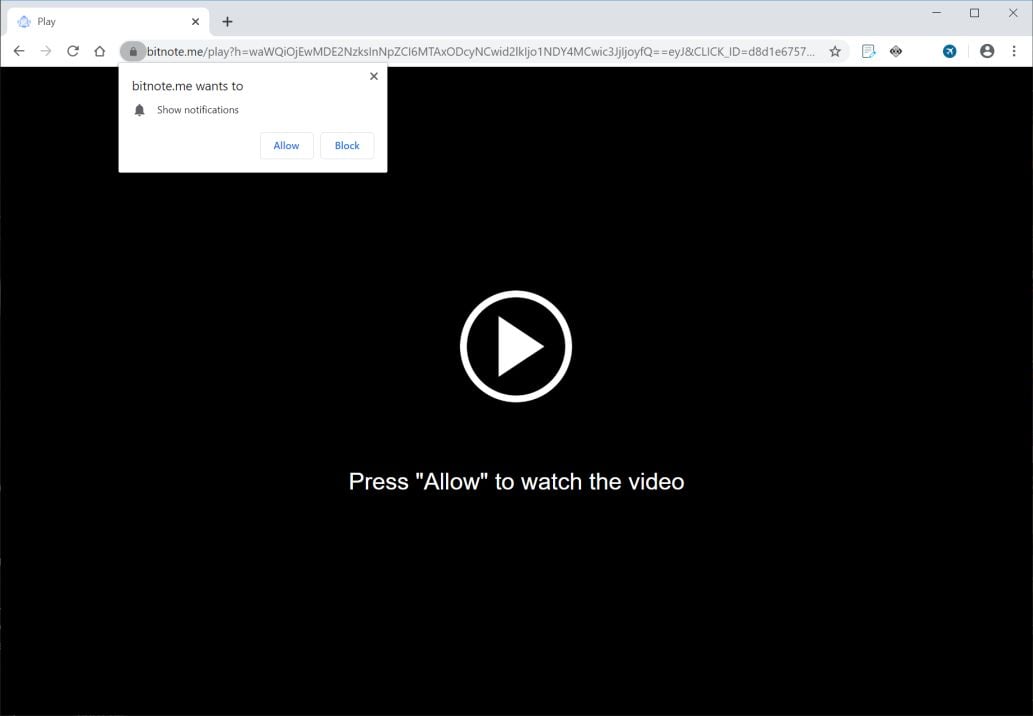 Image: Chrome browser is redirected to Bitnote.me