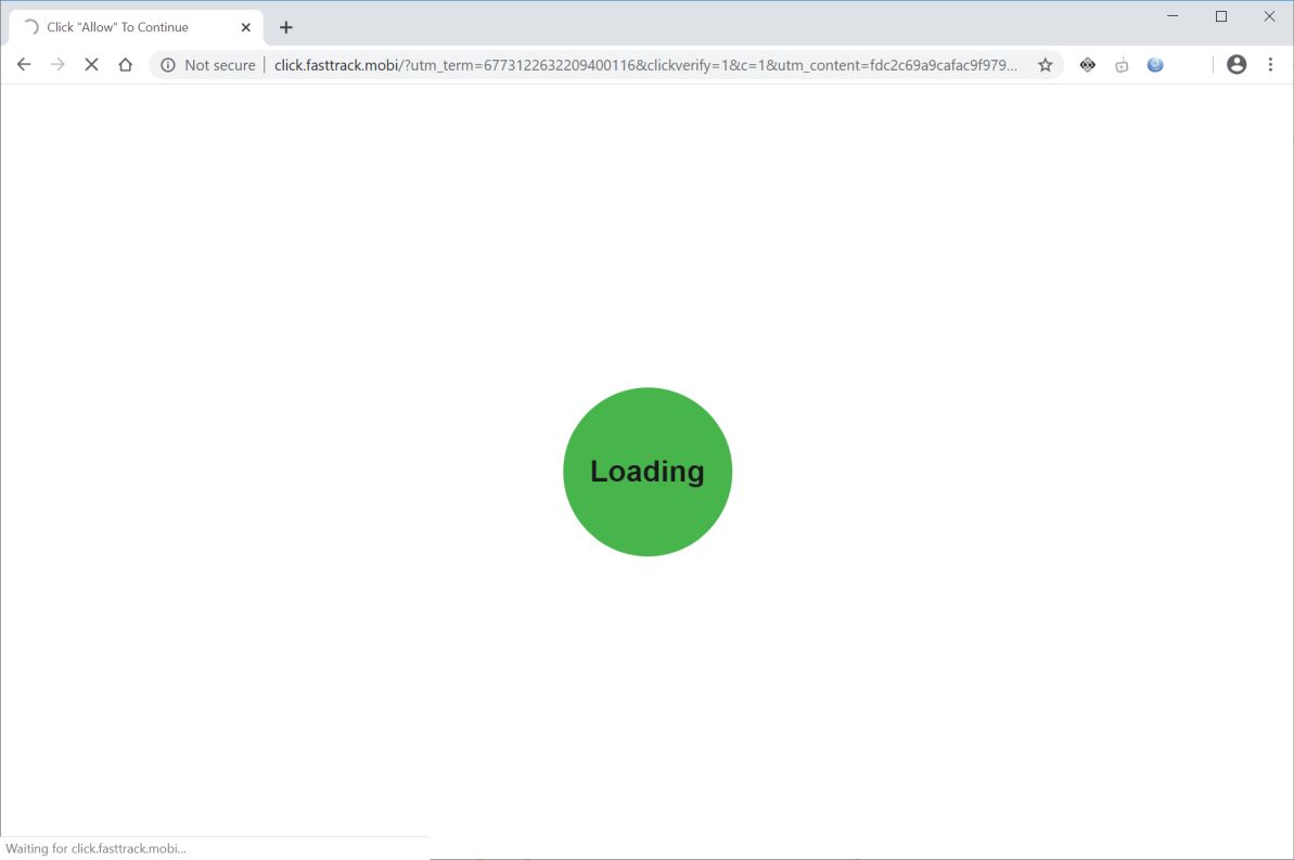 Image: Chrome browser is redirected to Click.fasttrack.mobi
