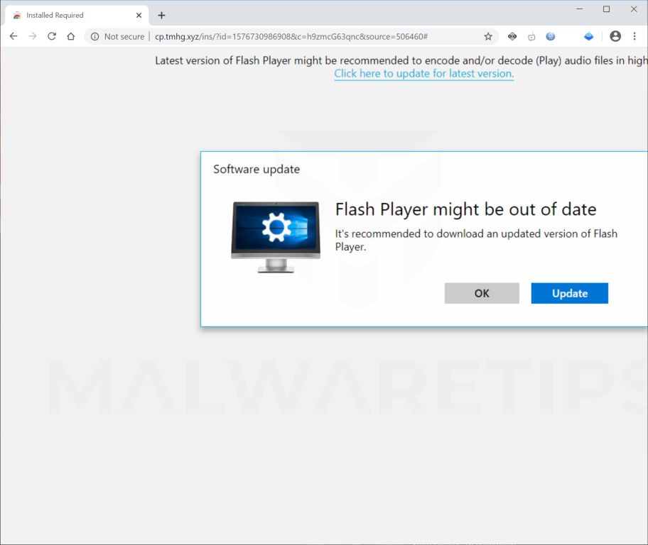 Image: Chrome browser is redirected to Cp.tmhg.xyz