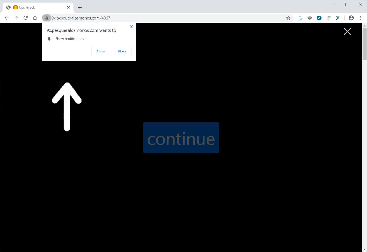 Image: Chrome browser is redirected to Pesqueralosmonos.com