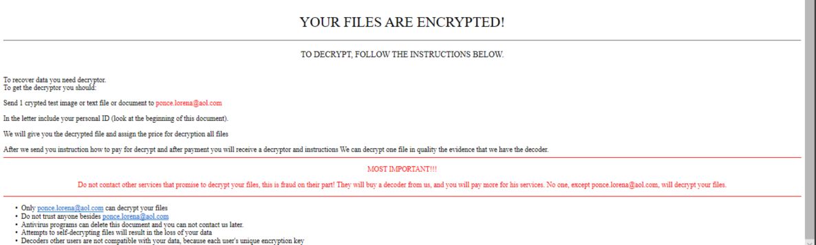 Image: [ponce.lorena@aol.com] ransomware