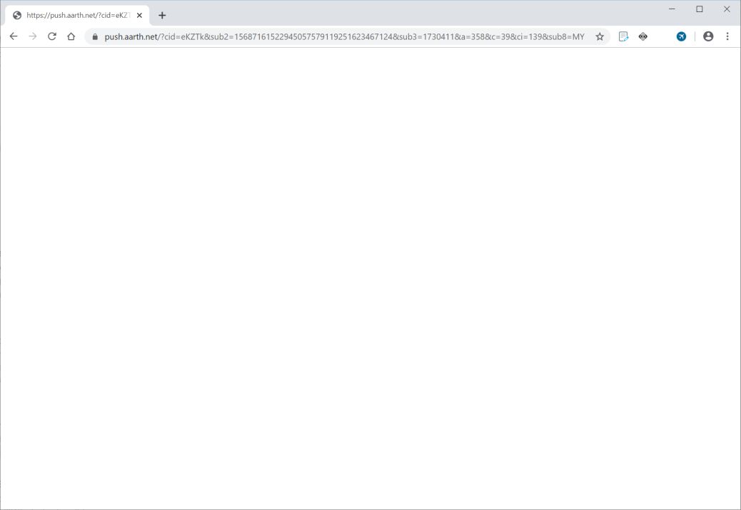 Image: Chrome browser is redirected to Push.aarth.net