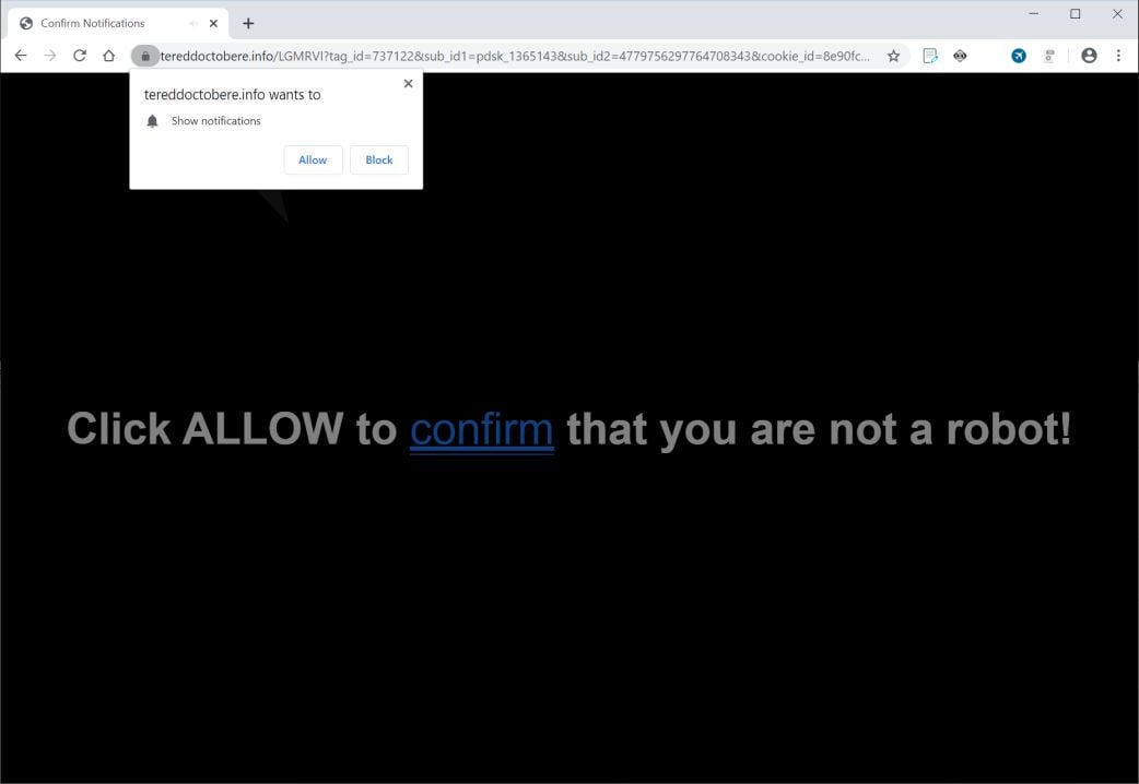 Image: Chrome browser is redirected to Tereddoctobere.info