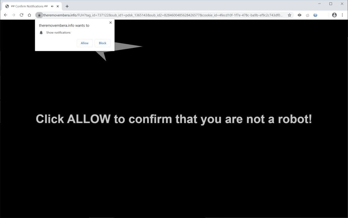 Image: Chrome browser is redirected to Theremovembera.info