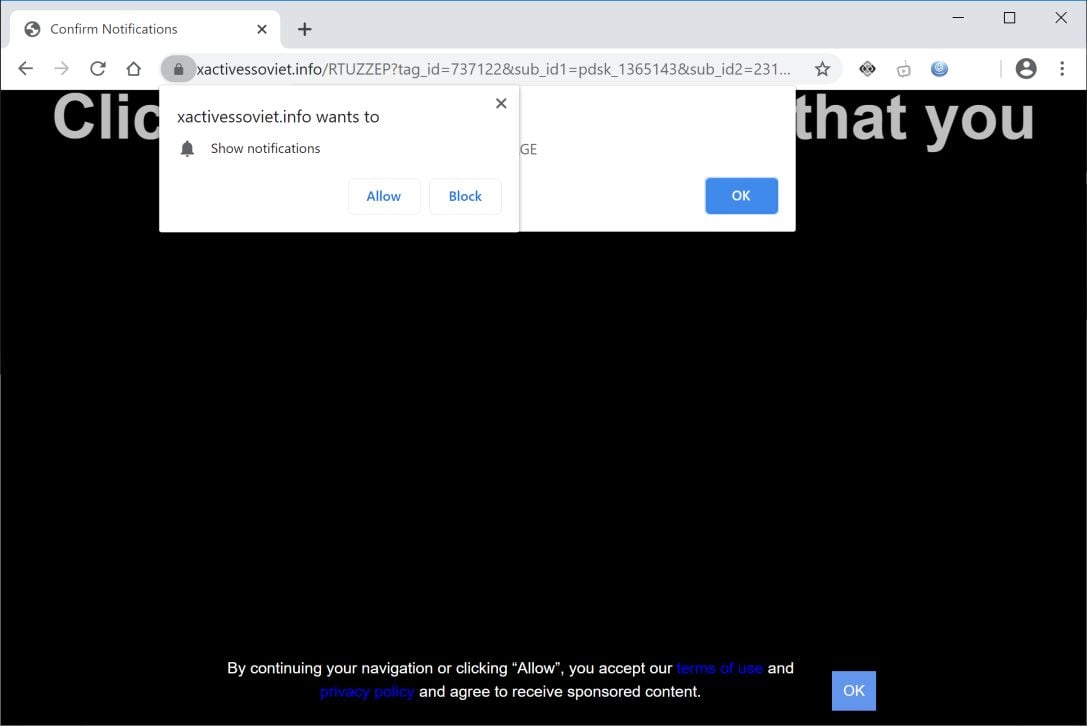 Image: Chrome browser is redirected to Xactivessoviet.info