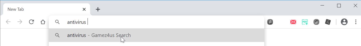 Image: Chrome browser is redirected to Gamez4Us Search