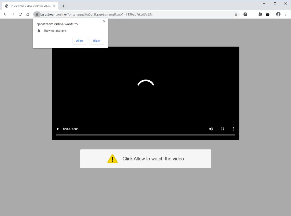Image: Chrome browser is redirected to Geostream.online