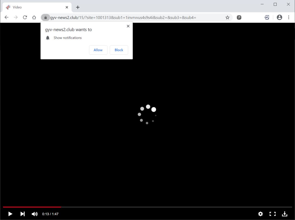 Image: Chrome browser is redirected to Gyv-news2.club