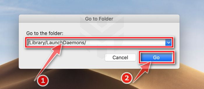 Type the commands in the Go to Folder window