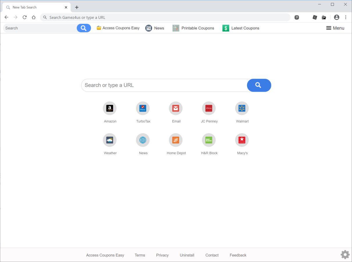 Image: Chrome browser is redirected to search.accesscouponseasytab.com