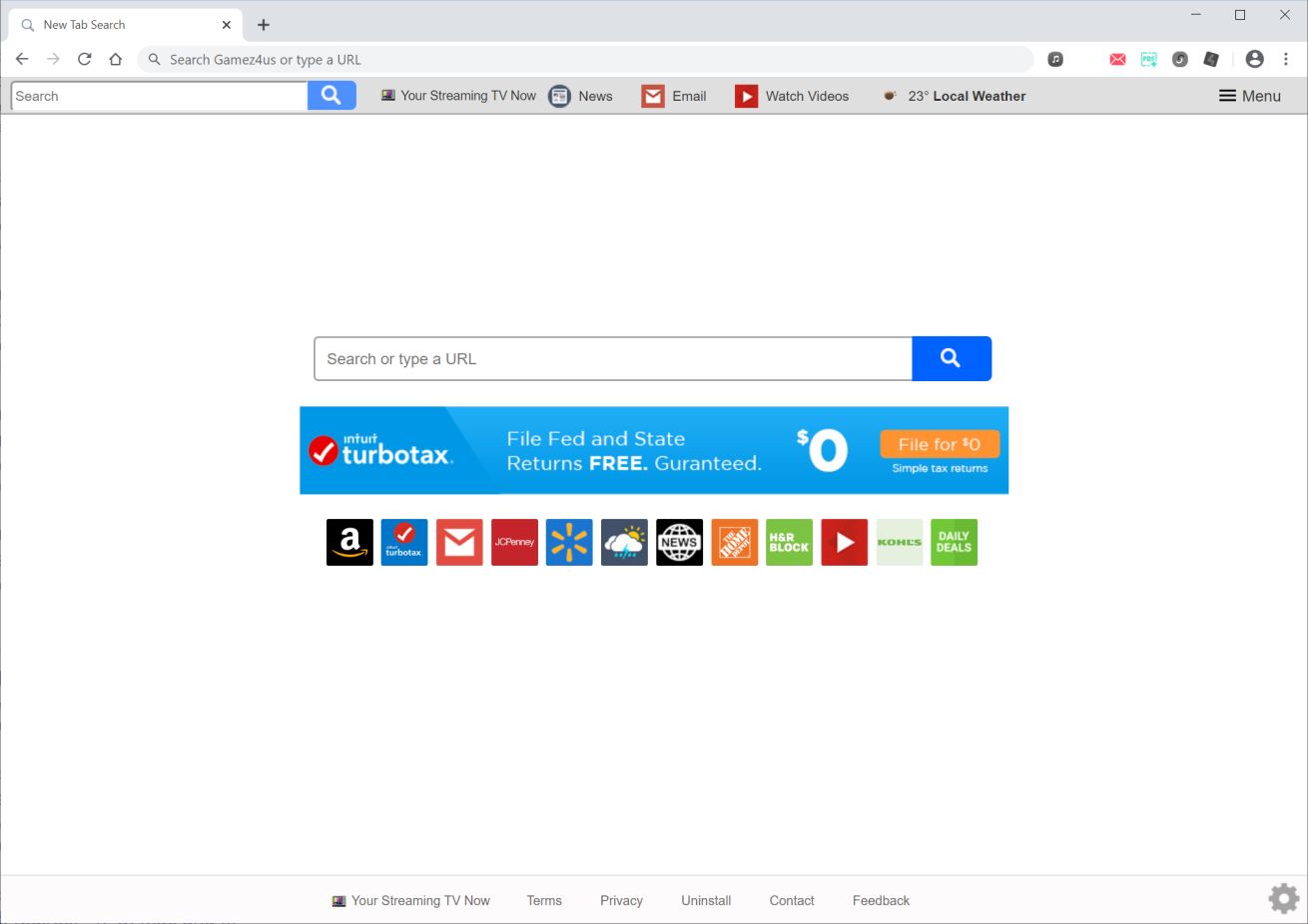 Image: Chrome browser is redirected to search.htrackmypackages.co