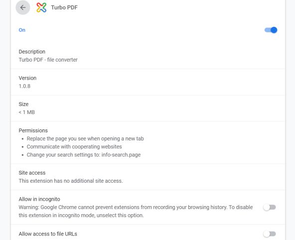 Image: Chrome browser is redirected to Turbo PDF