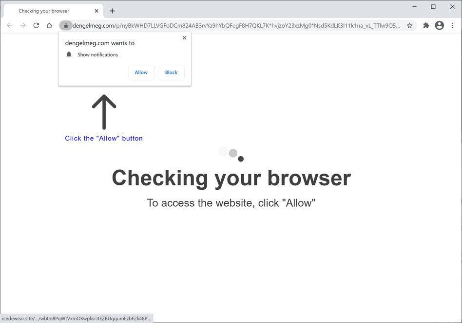 Image: Chrome browser is redirected to Dengelmeg.com