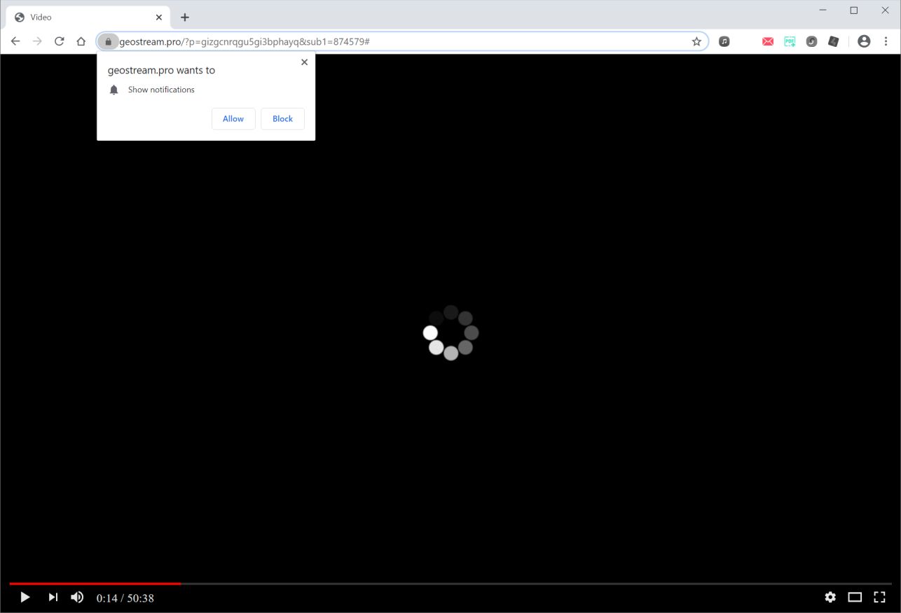 Image: Chrome browser is redirected to Geostream.pro