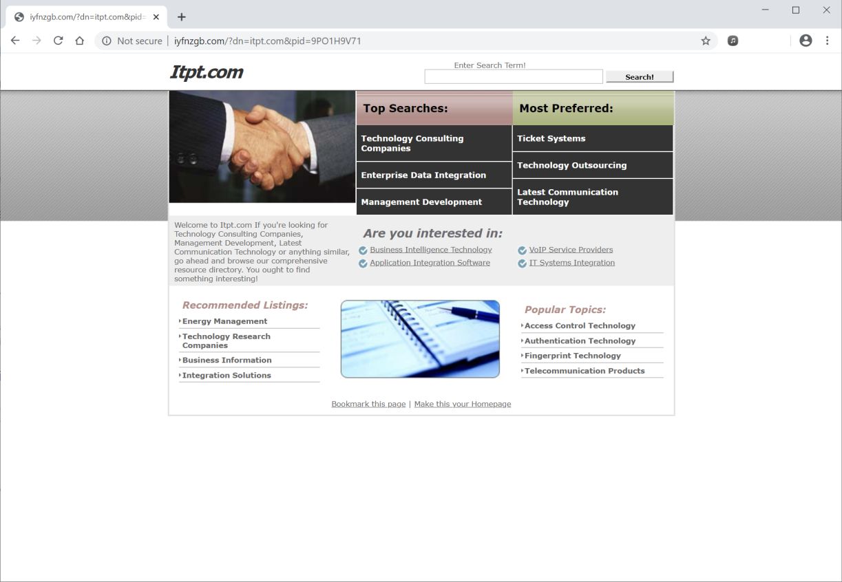 Image: Chrome browser is redirected to Iyfnzgb.com