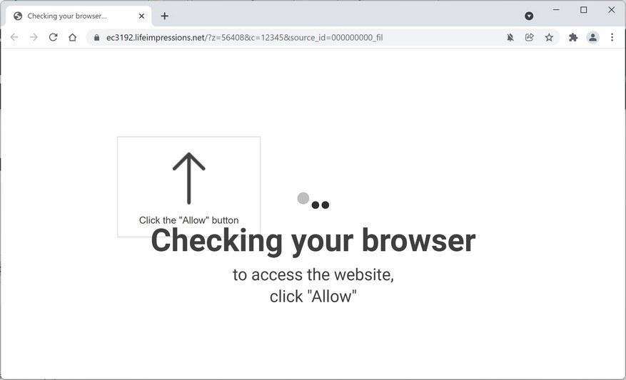 Image: Chrome browser is redirected to Lifeimpressions.net