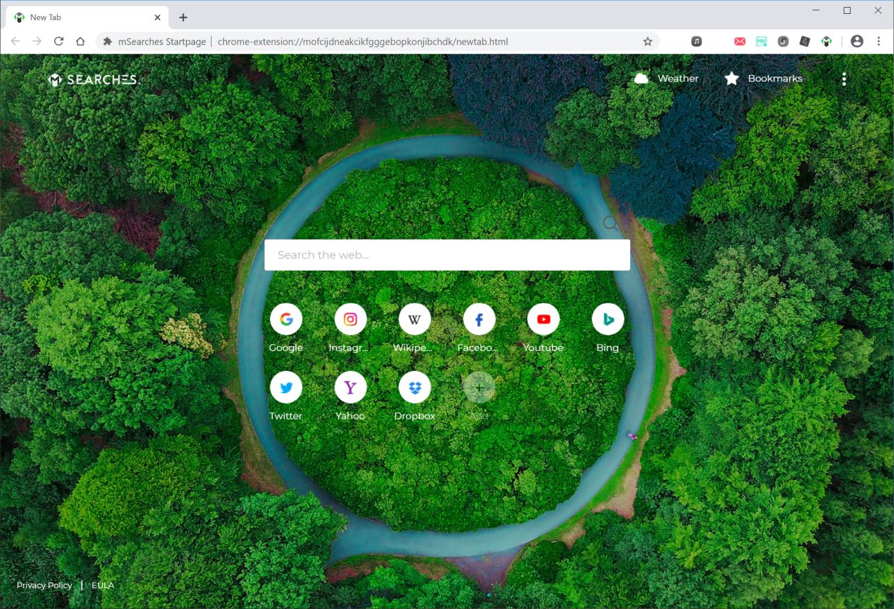 Image: Chrome browser is redirected to mSearches Startpage