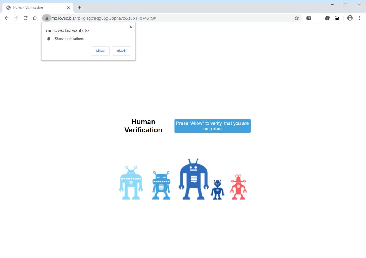 Image: Chrome browser is redirected to Molloved.biz