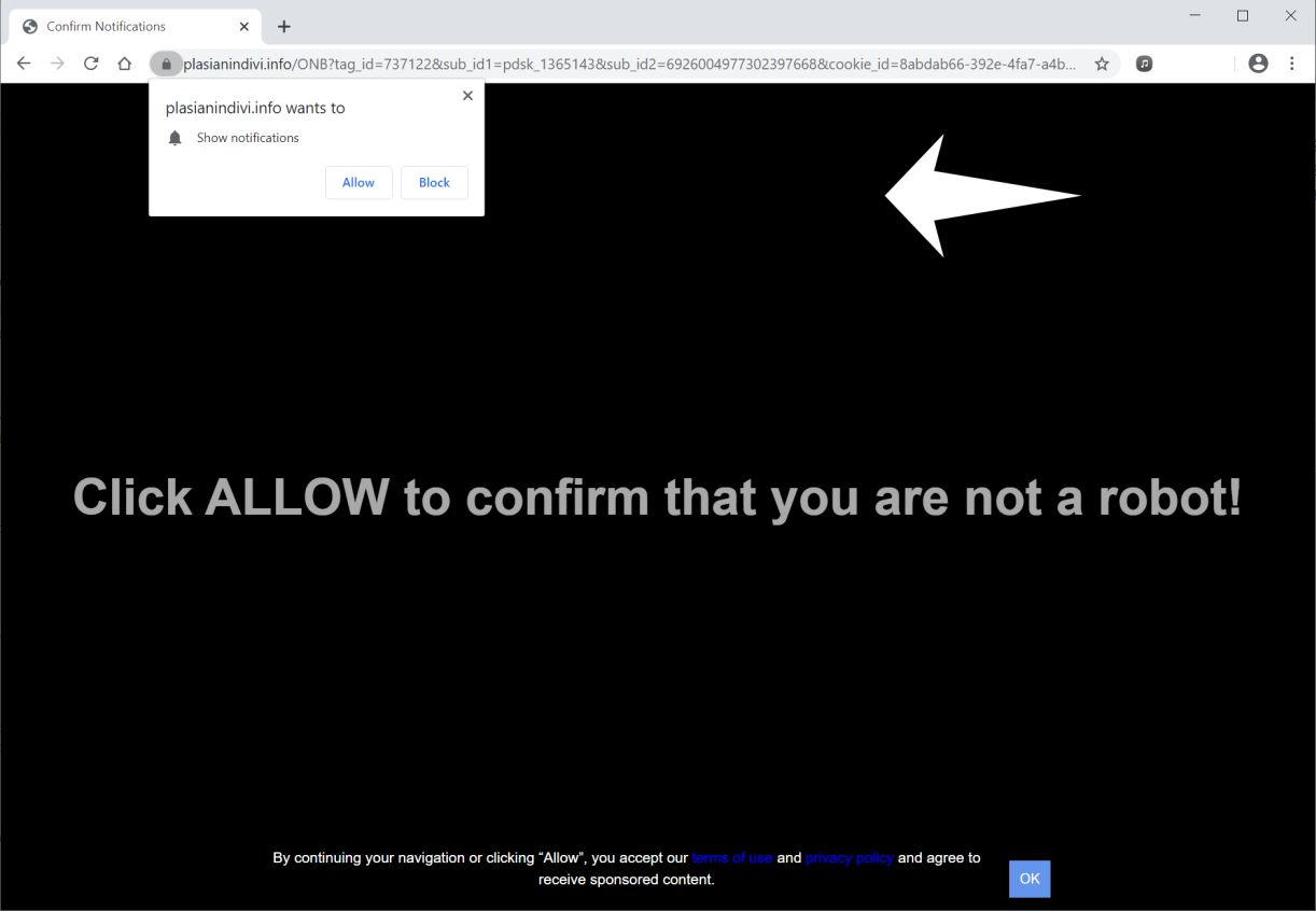 Image: Chrome browser is redirected to Plasianindivi.info