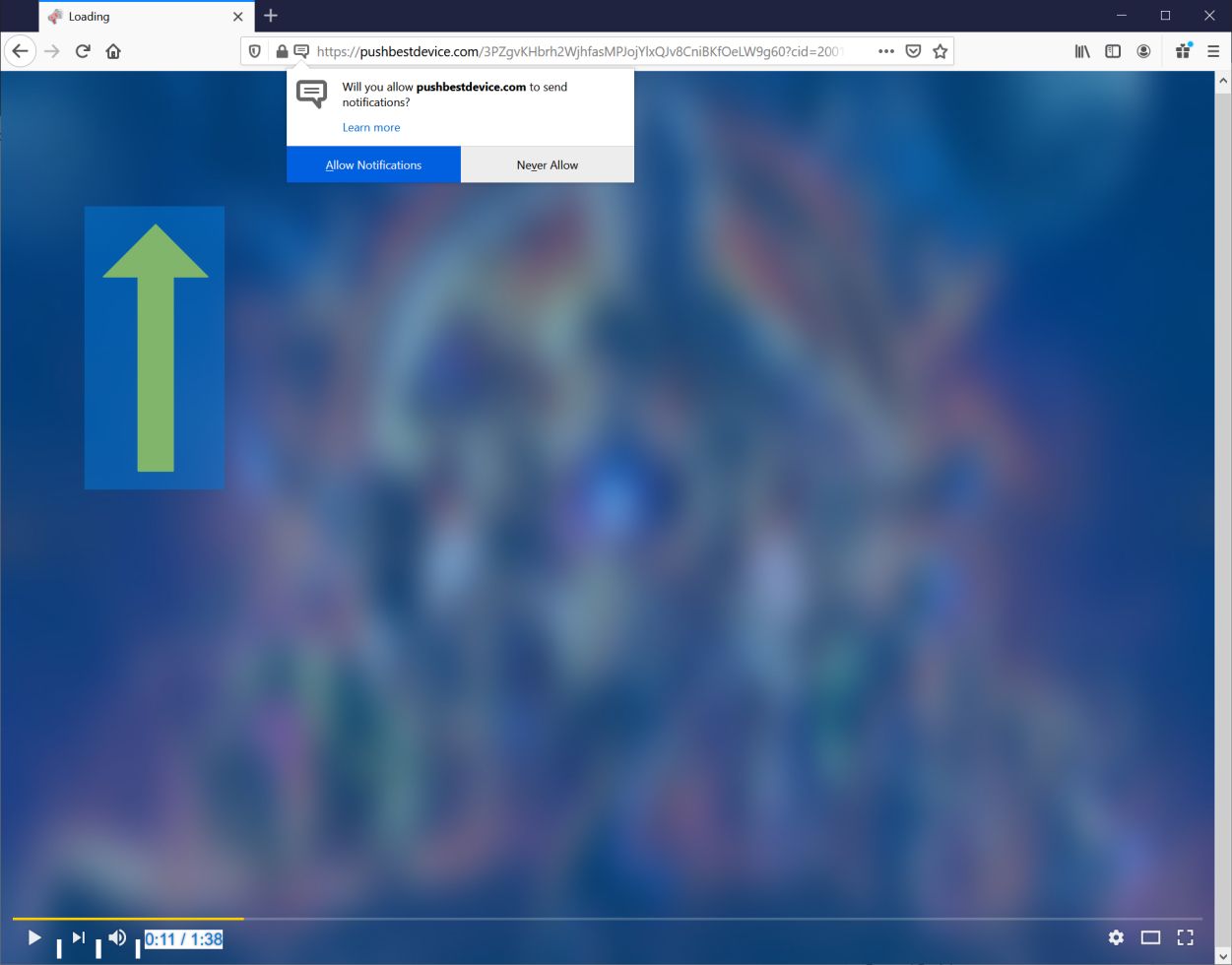 Image: Firefox browser is redirected to Pushbestdevice.com