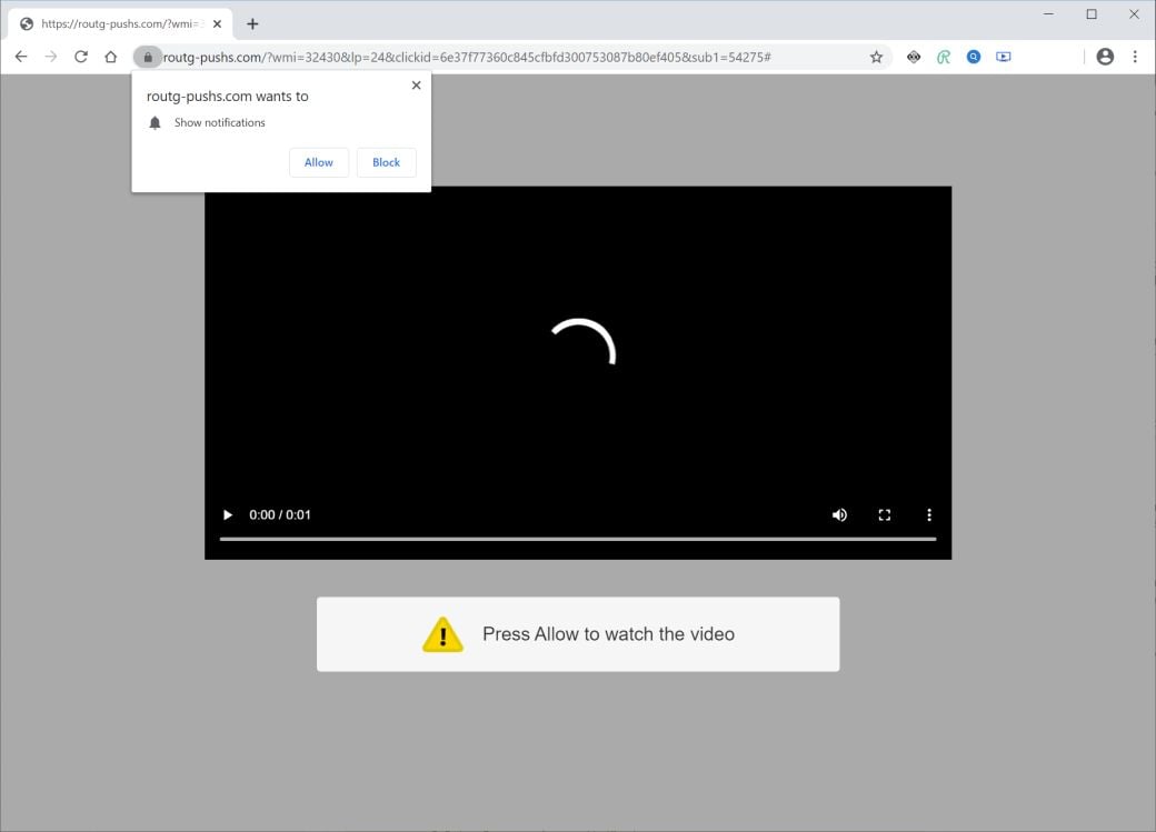 Image: Chrome browser is redirected to Routg-pushs.com