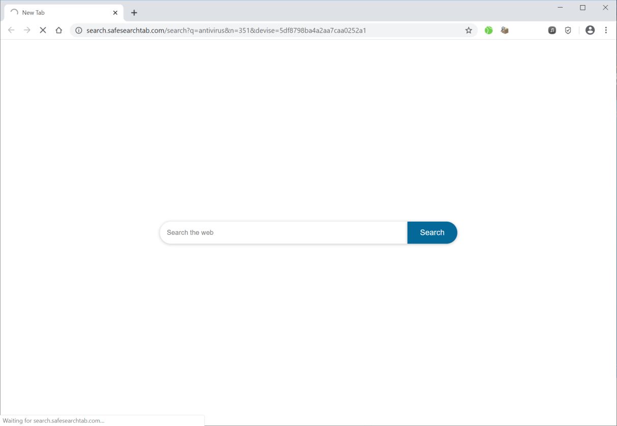 Image: Chrome browser is redirected to Search.safesearchtab.com
