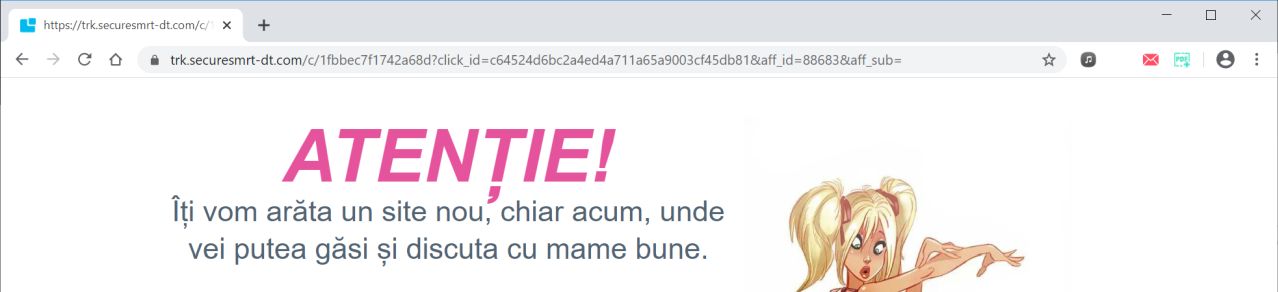 Image: Chrome browser is redirected to Trk.securesmrt-dt.com