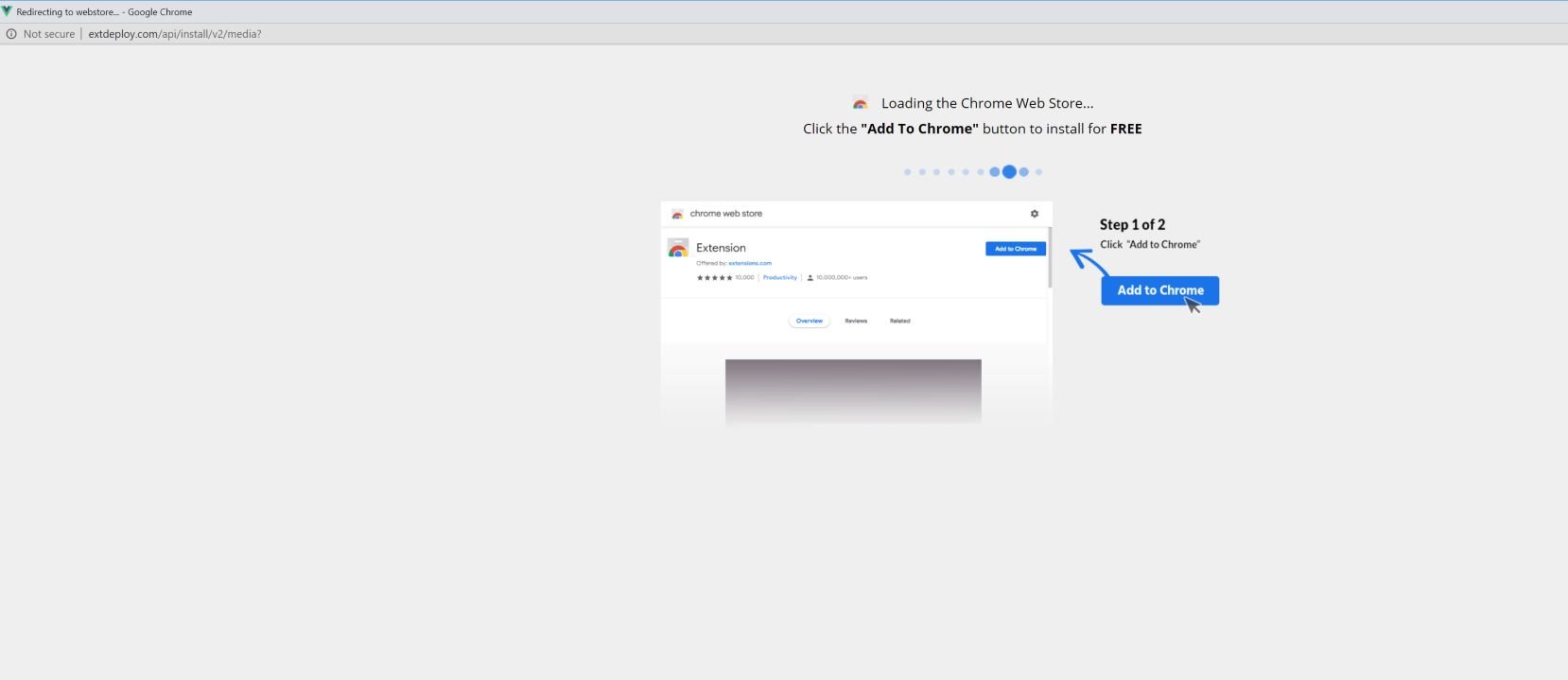 Image: Chrome browser is redirected to Extdeploy.com