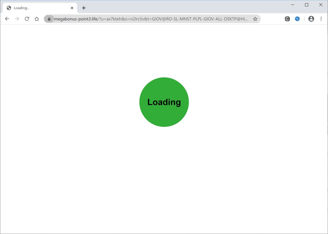Image: Chrome browser is redirected to Megabonus-point3.life