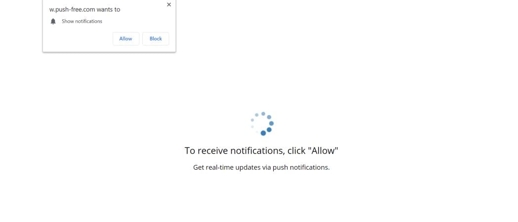 Image: Chrome browser is redirected to Push-free.com