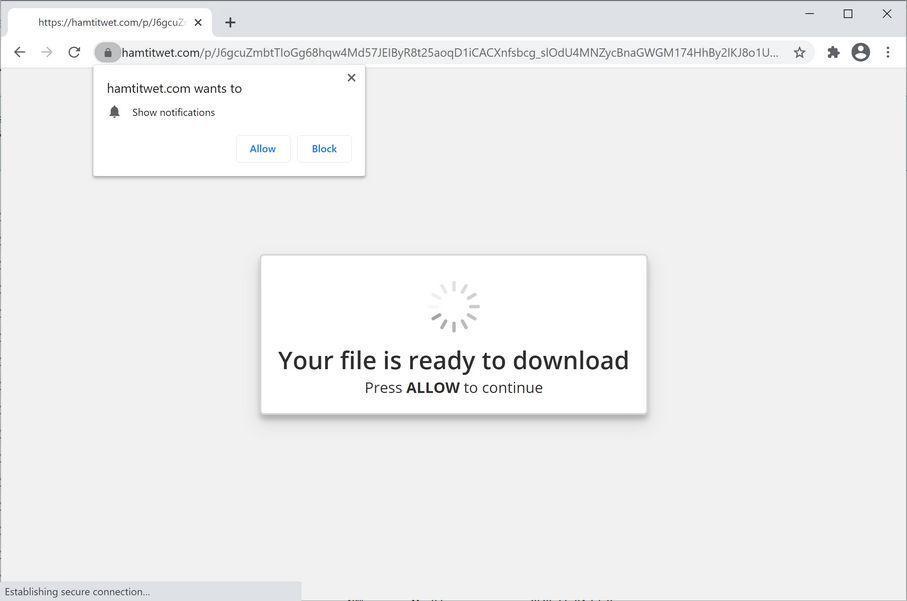 Image: Chrome browser is redirected to Hamtitwet.com