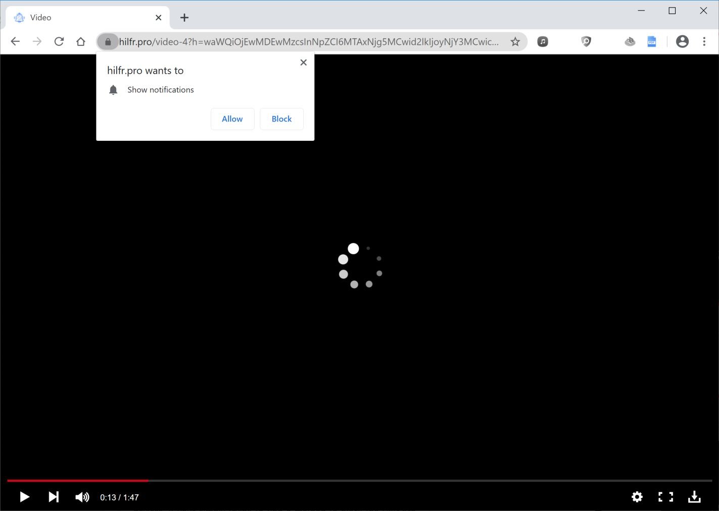 Image: Chrome browser is redirected to Hilfr.pro