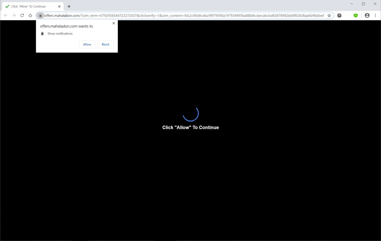Image: Chrome browser is redirected to Offers.mahaladon.com