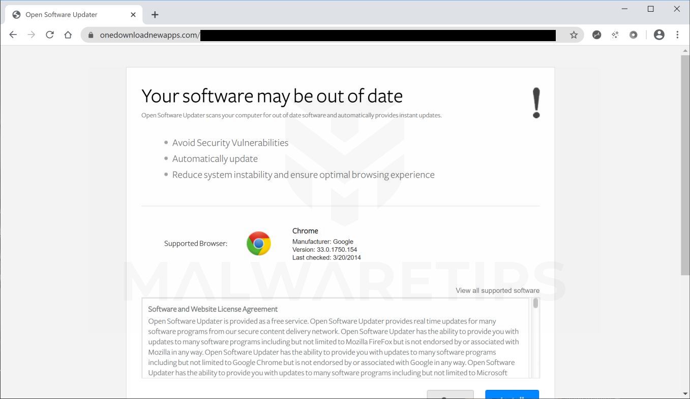 Image: Chrome browser is redirected to Onedownloadnewapps.com