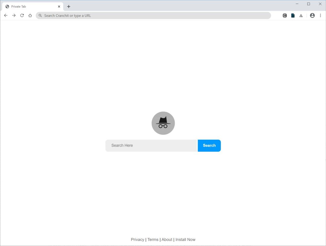 Image: Chrome browser is redirected to Privatetab.org