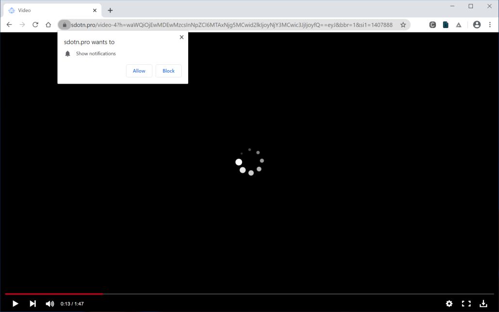 Image: Chrome browser is redirected to Sdotn.pro