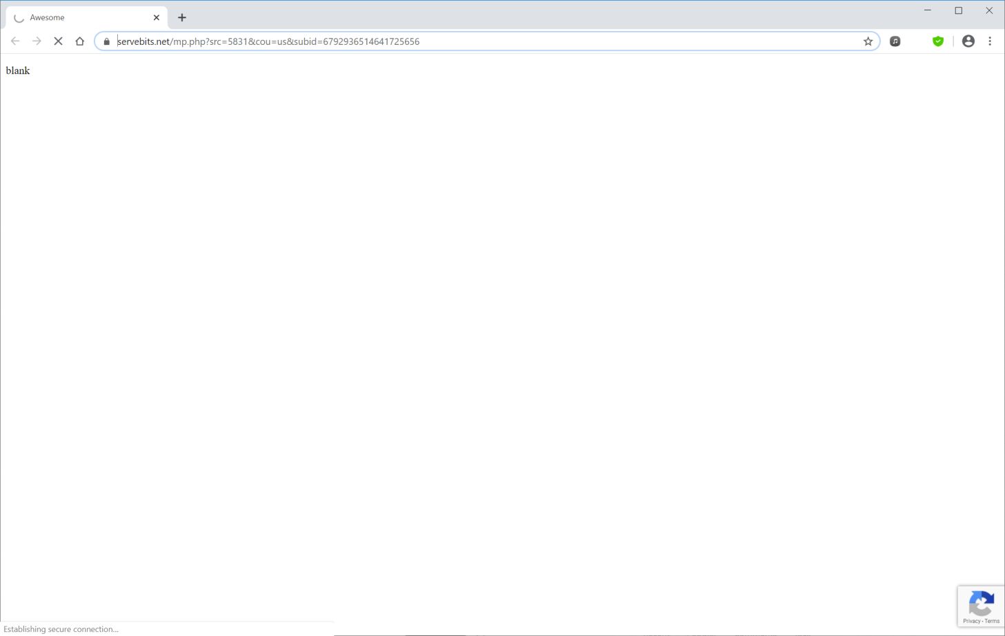 Image: Chrome browser is redirected to Servebits.net