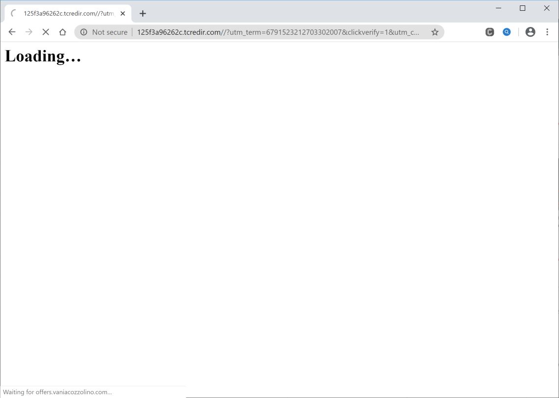 Image: Chrome browser is redirected to Tcredir.com